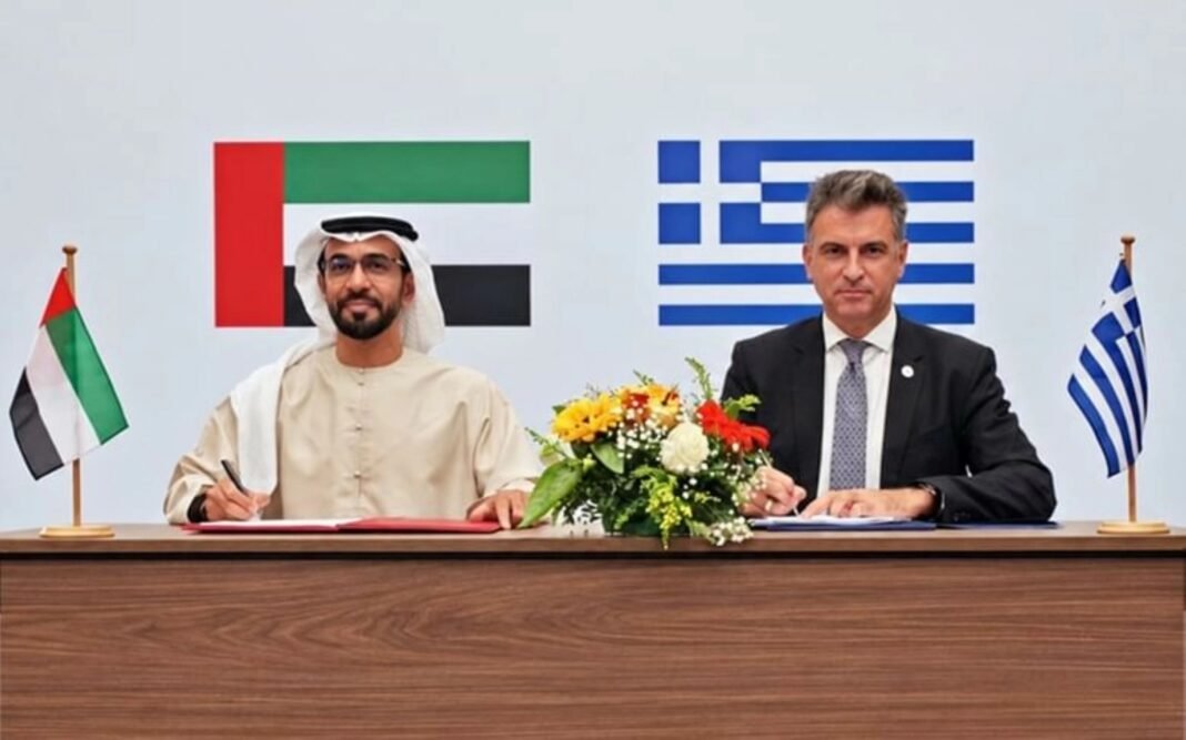 Abu Dhabi Chamber first vice chairman Ali bin Harmal Al Dhaheri at an agreement signing with a Greek partner in Athens