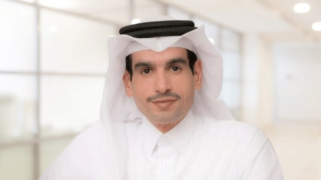 Doha Insurance Group chief executive Jassim Ali Abdulrahman Al Muftah in a white thobe and ghutra in an office