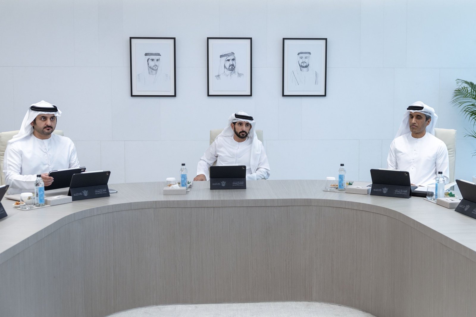 Members of The Executive Council of Dubai at a meeting at Emirates Towers