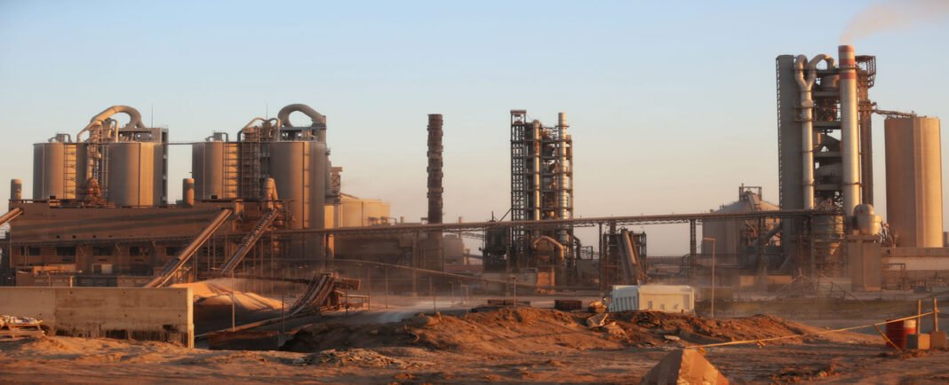 Kilns, silos and preheater towers at an Eastern Province Cement Co. plant in Saudi Arabia