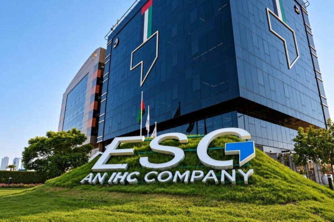 Emirates Stallions Group building with the ESG sign on a grass mound