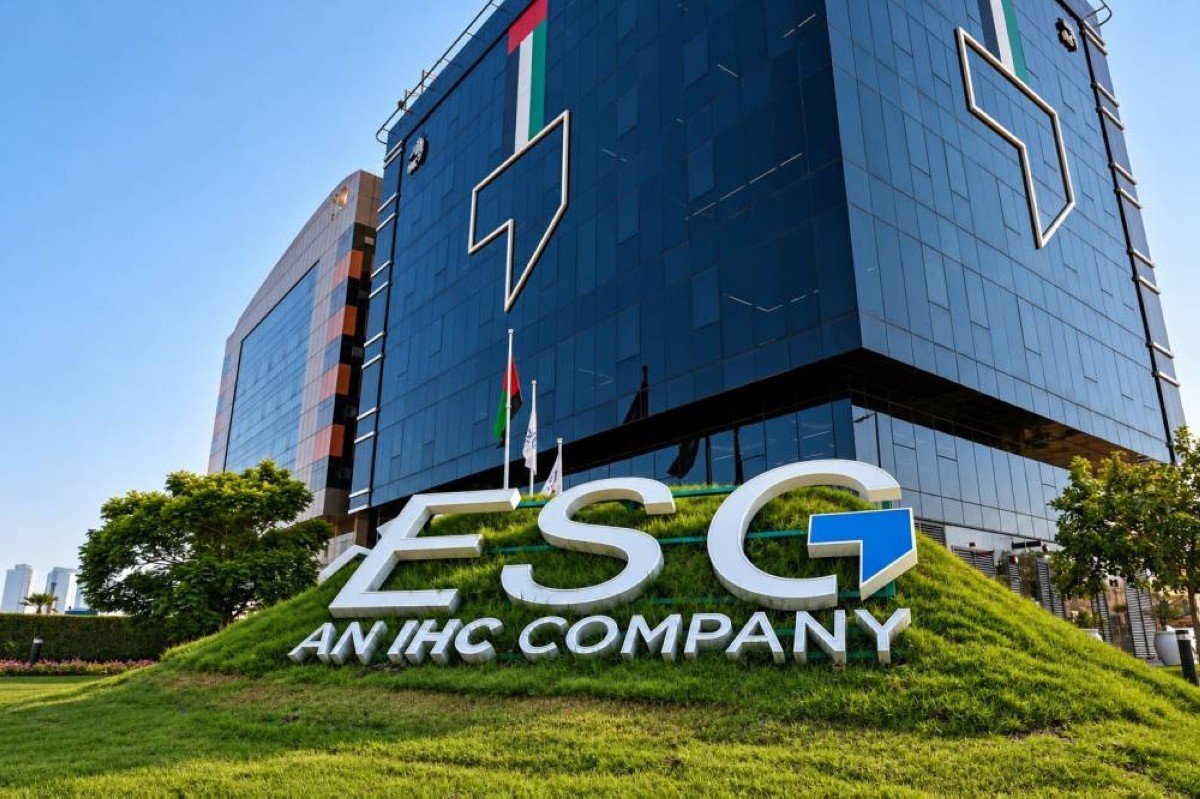 Emirates Stallions Group building with the ESG sign on a grass mound