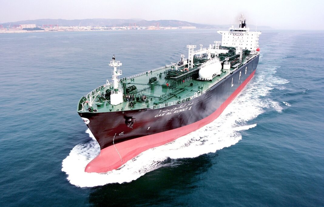 A Kuwait Oil Tanker Company tanker under way at sea