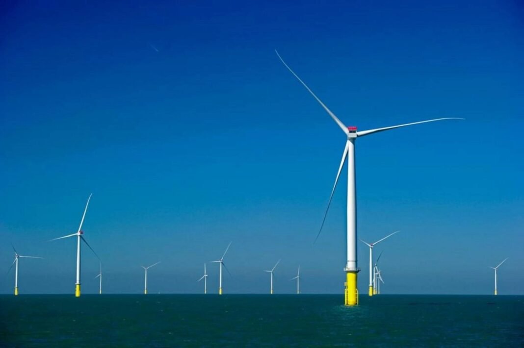 Offshore wind turbines at sea