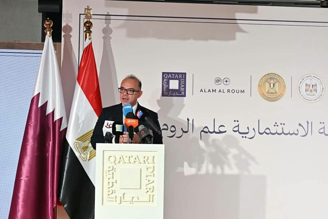 Egypt's Minister of Investment and Foreign Trade Mohamed Farid speaks at the Alam Al Roum investment zone launch