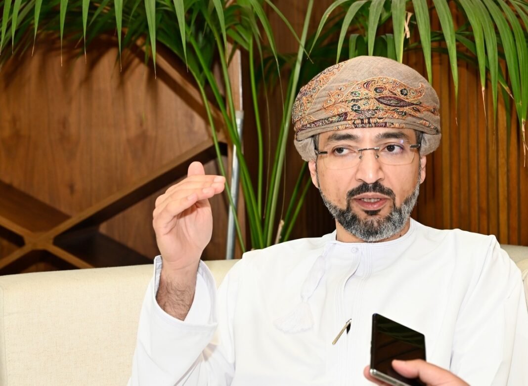 Muscat Stock Exchange chief executive Haitham Al Salmi gestures while speaking during an interview