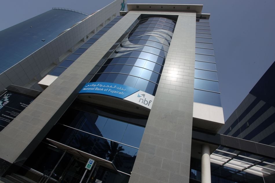A National Bank of Fujairah branch building with NBF signage in English and Arabic
