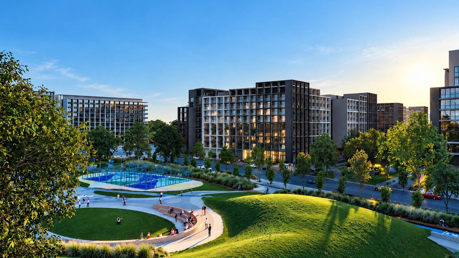 Residential buildings in the Aljada master community in Sharjah