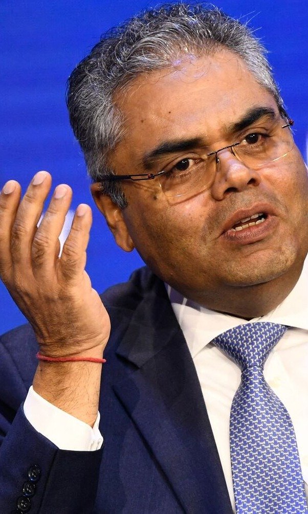 Rishi Kapoor, chief investment officer and vice chairman of Investcorp, gestures as he speaks on stage