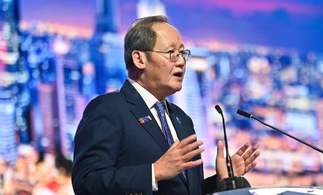 Singapore minister Tan See Leng speaks at the opening of Singapore International Energy Week 2026