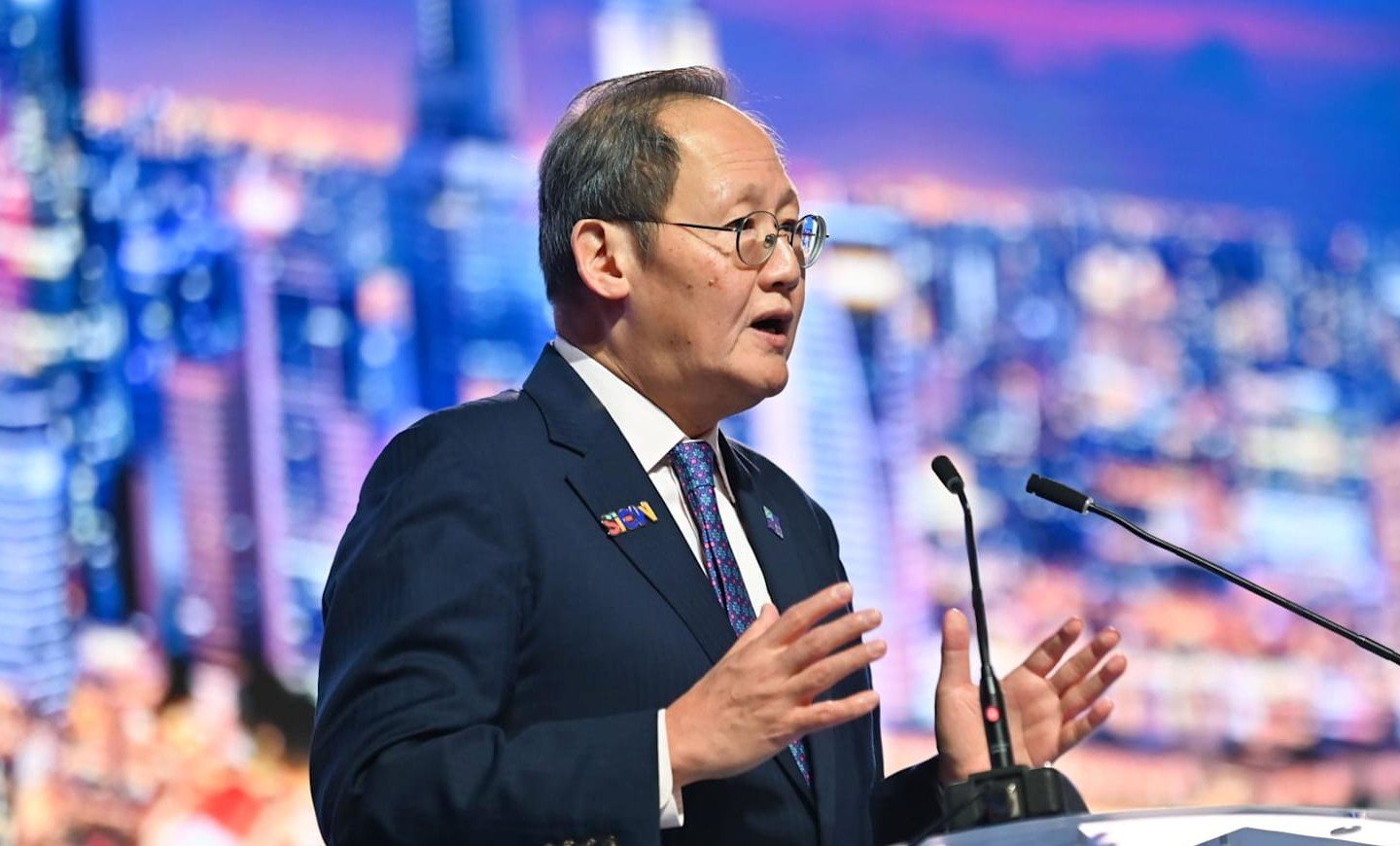 Singapore minister Tan See Leng speaks at the opening of Singapore International Energy Week 2026