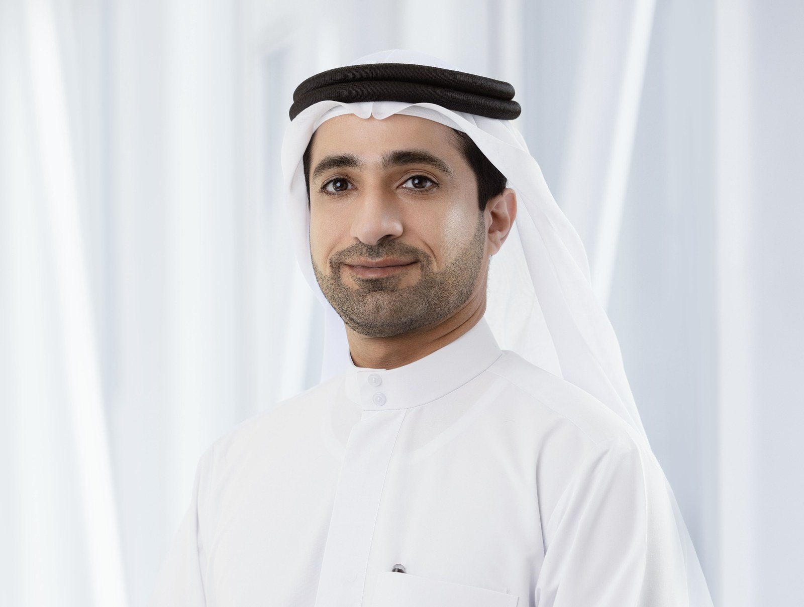 Abdulla Belhoul, chief executive officer of TECOM Group, in a white kandura and ghutra
