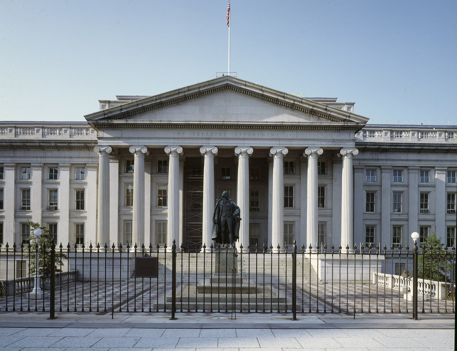 The US Treasury Department building in Washington, D.C.