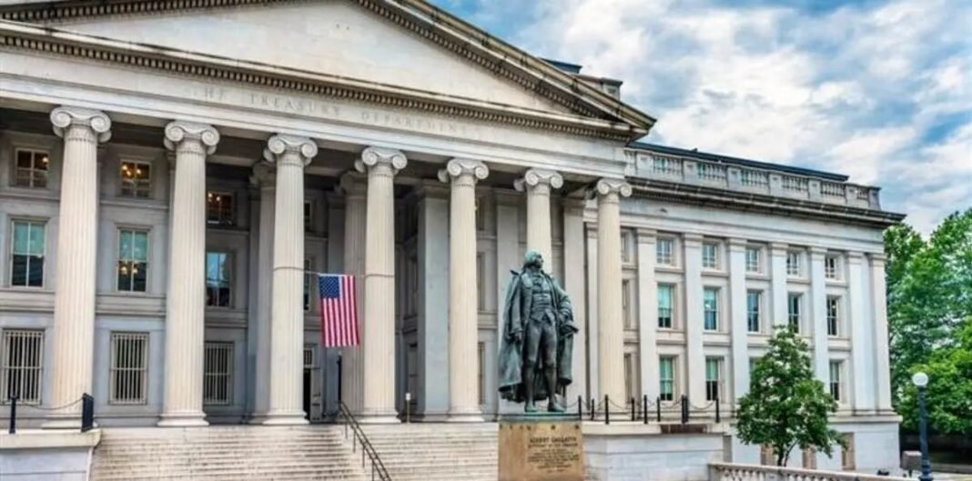 The US Department of the Treasury building in Washington, D.C.