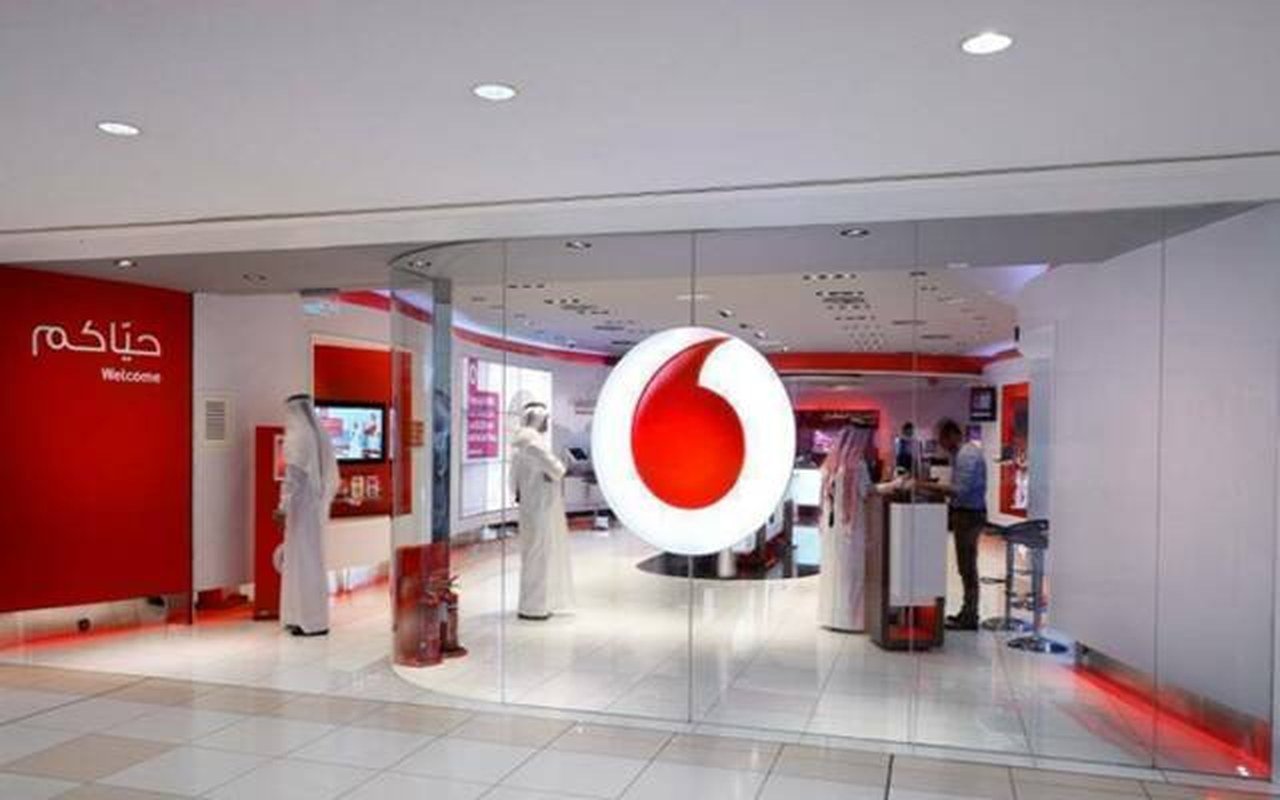 Customers inside a Vodafone Qatar retail store
